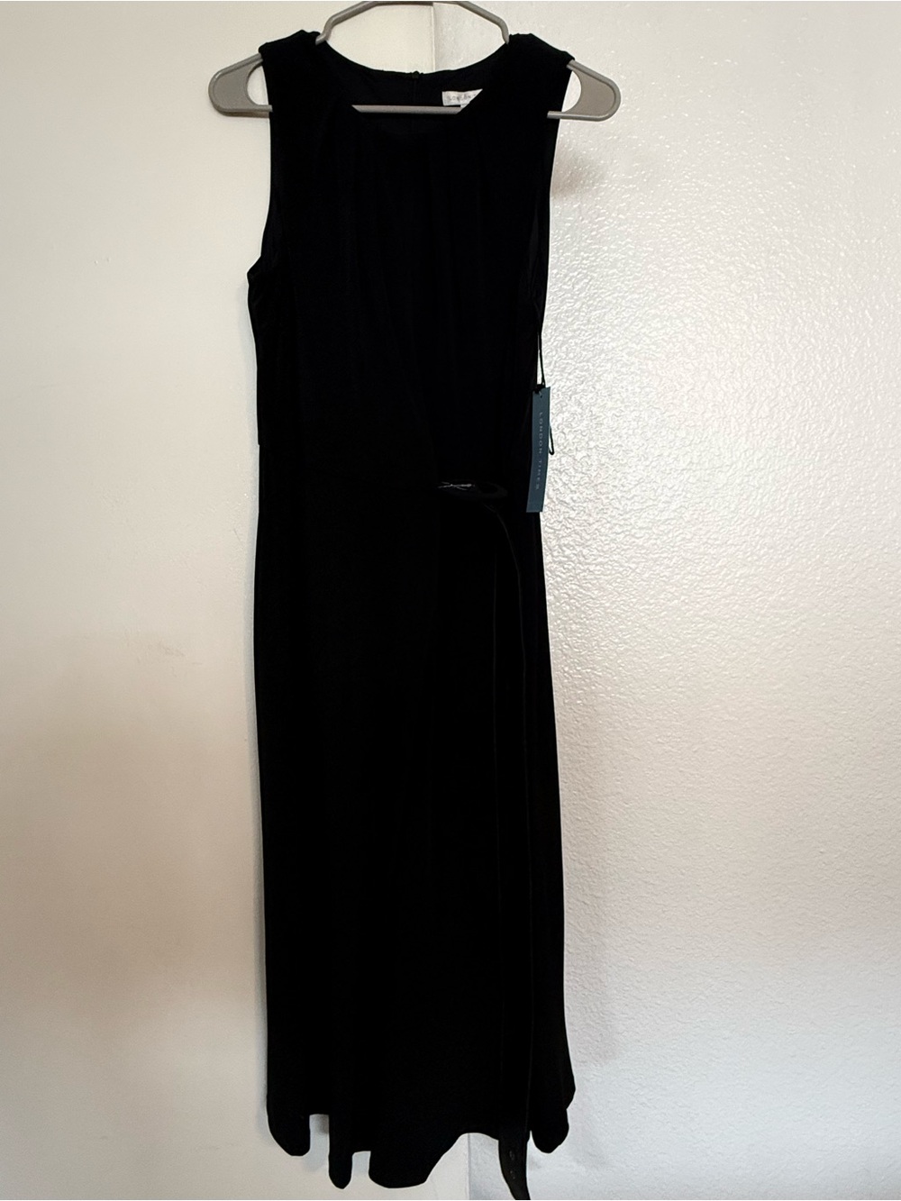 London Fog Black Sleeveless Maxi Dress with Side Tie Detail